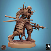 Skeleton Oriental Warrior Spear | Undead Unpainted miniature DnD | 28mm, 32mm, 54mm, 75mm,100mm | Pathfinder | Rescale Miniatures - Only-Games