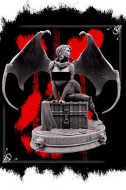 Succubus Female Demon Guarding Treasure Chest NPC also NSFW (topless) | 28mm,32mm,54mm,75mm,100mm Scales | Dungeons & Dragons 5e |Pathfinder - Only-Games