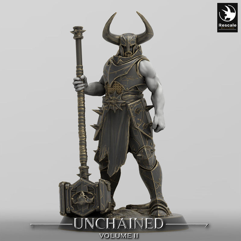 Fighter, Ranger, Barbarian Soldier Big Hammer, DnD Unpainted Miniature| 28mm, 32mm,54mm,75mm,100mm Scales | Dungeons & Dragons - Only-Games