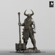 Fighter, Ranger, Barbarian Soldier Big Hammer, DnD Unpainted Miniature| 28mm, 32mm,54mm,75mm,100mm Scales | Dungeons & Dragons - Only-Games