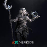 Elf Druid Circle of Moon, Stars with Staff UNPAIINTED Miniature | 28mm, 32mm,54mm,75mm,100mm,140mm Scales | Dungeons & Dragons 5E | NERIKSON - Only-Games
