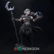 Elf Druid Circle of Moon, Stars with Staff UNPAIINTED Miniature | 28mm, 32mm,54mm,75mm,100mm,140mm Scales | Dungeons & Dragons 5E | NERIKSON - Only-Games