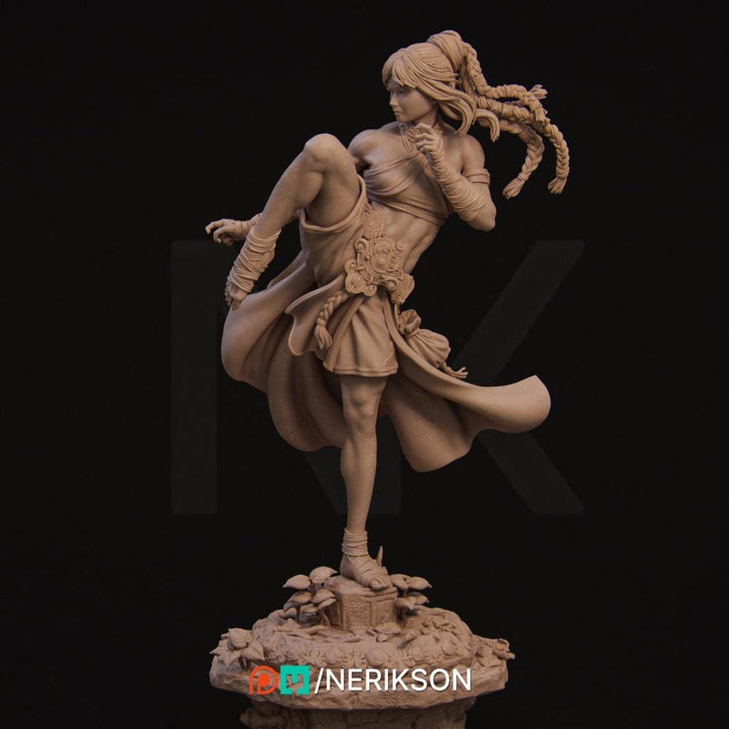 Female Human Monk PC / NPC Unpainted Miniature | 28mm, 32mm,54mm,75mm, 100mm Scales | Dungeons and Dragons Pathfinder | NERIKSON - Only-Games