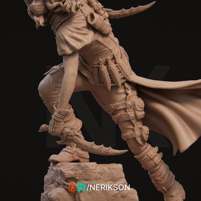 Female Human Rogue Assassin PC / NPC Unpainted Miniature | 28mm, 32mm,54mm,75mm, 100mm Scales | Dungeons and Dragons Pathfinder | NERIKSON - Only-Games