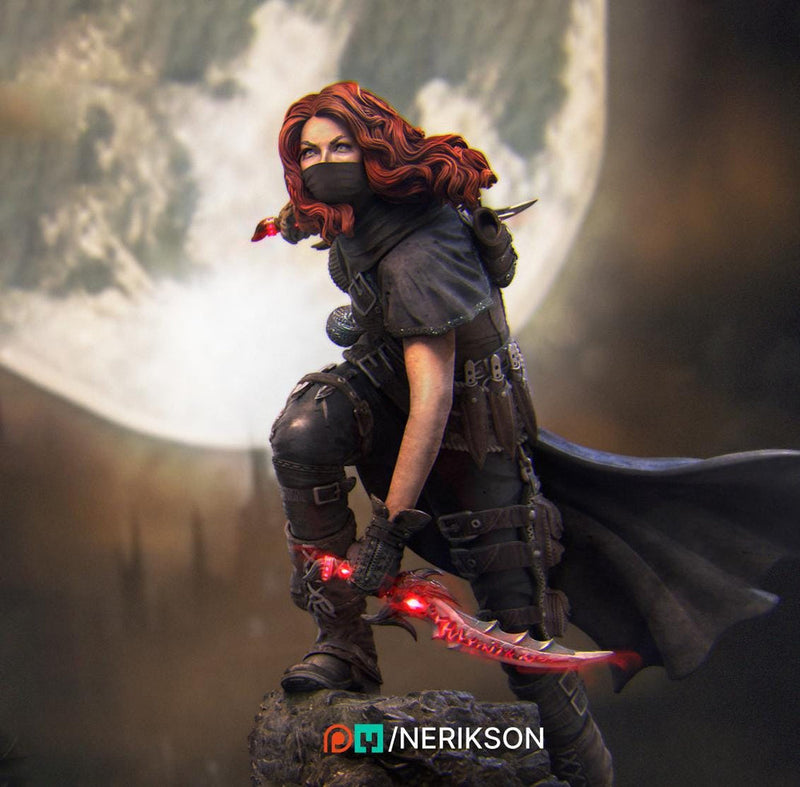 Female Human Rogue Assassin PC / NPC Unpainted Miniature | 28mm, 32mm,54mm,75mm, 100mm Scales | Dungeons and Dragons Pathfinder | NERIKSON - Only-Games
