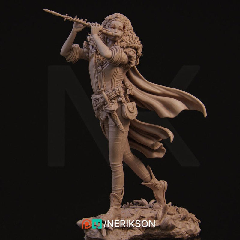 Female Human Bard PC / NPC Unpainted Miniature | 28mm, 32mm,54mm,75mm, 100mm Scales | Dungeons and Dragons Pathfinder | NERIKSON - Only-Games