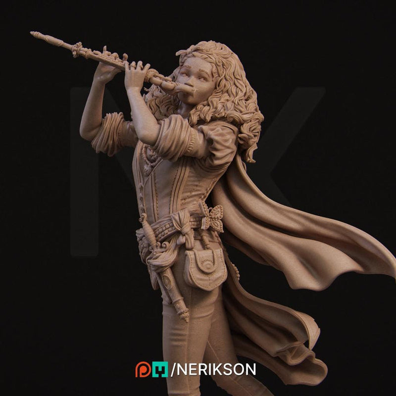 Female Human Bard PC / NPC Unpainted Miniature | 28mm, 32mm,54mm,75mm, 100mm Scales | Dungeons and Dragons Pathfinder | NERIKSON - Only-Games