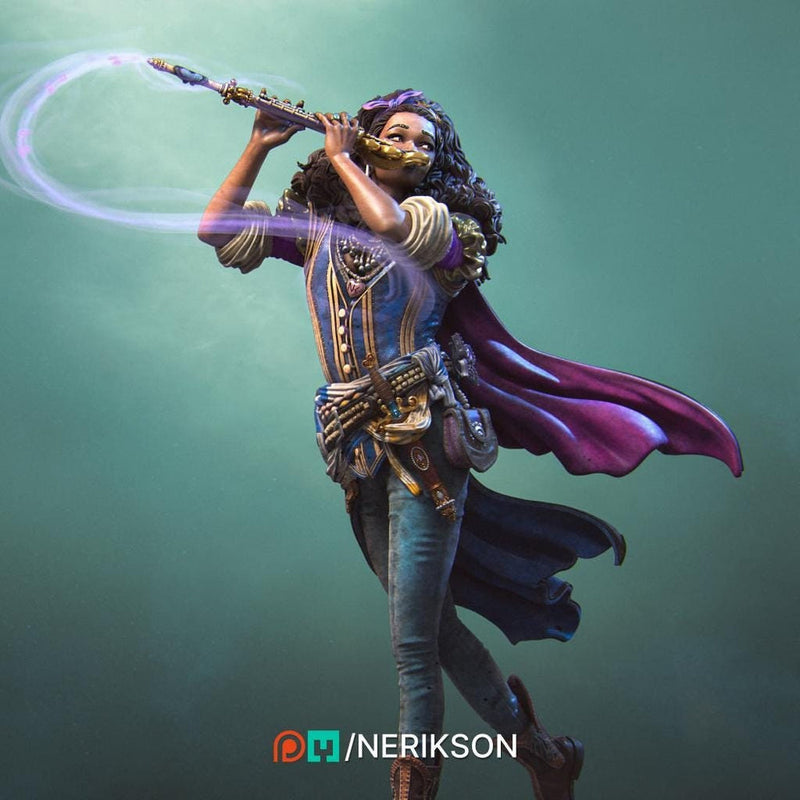 Female Human Bard PC / NPC Unpainted Miniature | 28mm, 32mm,54mm,75mm, 100mm Scales | Dungeons and Dragons Pathfinder | NERIKSON - Only-Games