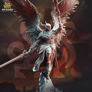 Human Winged Paladin, Angel Fighter Sword | Miniature | 28mm, 32mm, 54mm,75mm, 100mm Scales | Pathfinder Figure | DnD | Figurine unpainted | - Only-Games