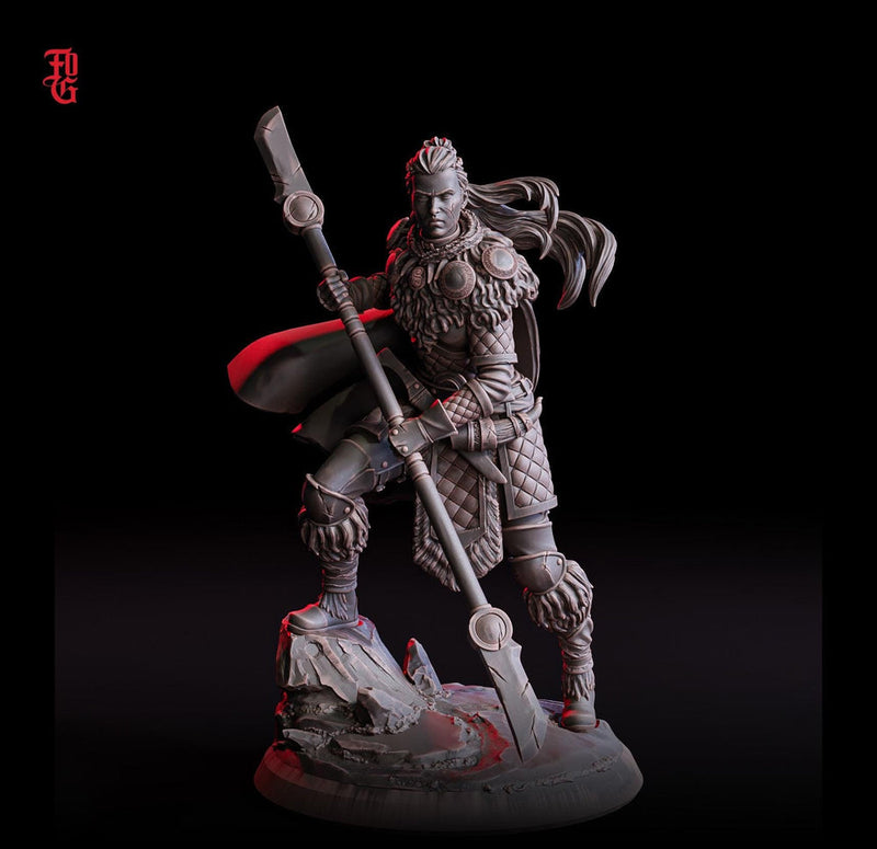 Human Female Ranger, Fighter Polearm Master PC or NPC | 28mm, 32mm, 75mm Scales | Dungeons and Dragons | Pathfinder | Flesh of Gods - Only-Games
