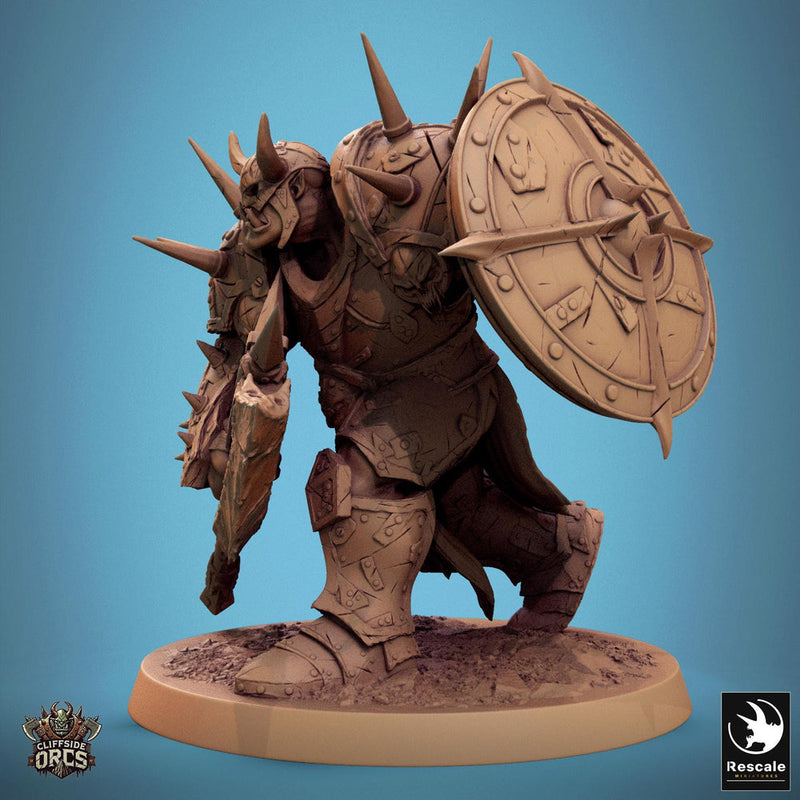 Orc Fighter Barbarian Battle Axe and Shield, Half-Orc | Scales: 28mm,32mm ,,54mm,75mm,100mm  Megaboss | Dungeons & Dragons 5e |Pathfinder - Only-Games