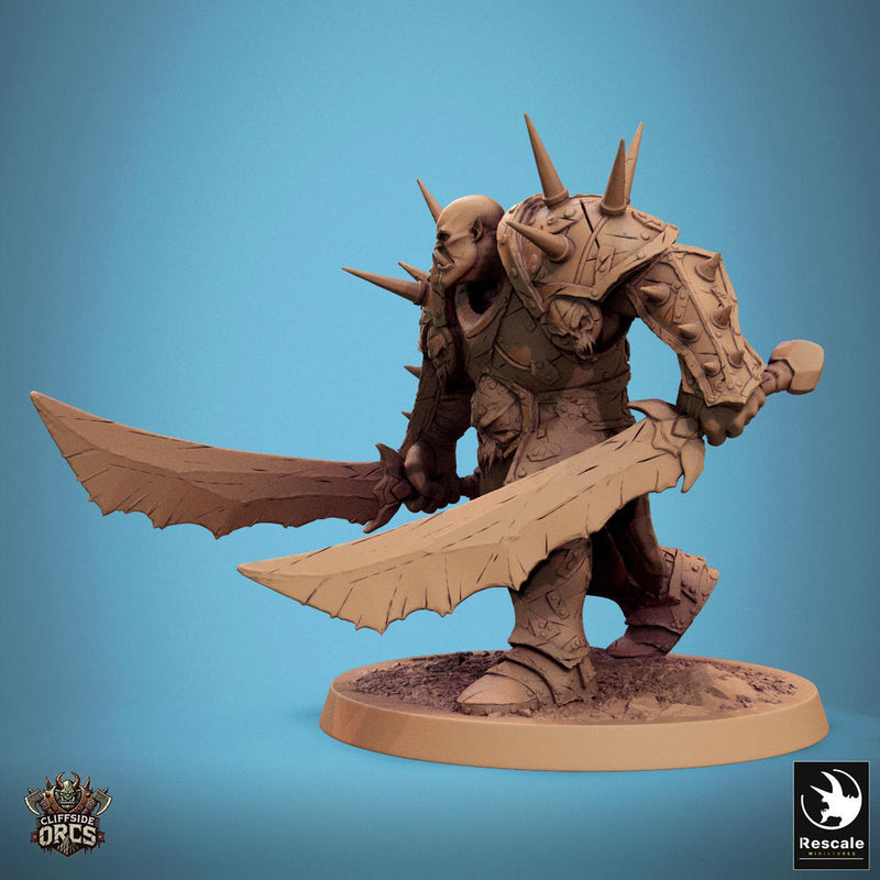 Orc Fighter Barbarian Dual Swords, Half-Orc | Scales: 28mm,32mm ,,54mm,75mm,100mm  Megaboss | Dungeons & Dragons 5e |Pathfinder - Only-Games