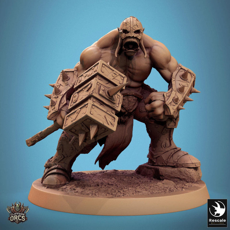 Orc Fighter Barbarian Battle Hammer, Half-Orc | Unpainted Scales: 28mm,32mm ,,54mm,75mm,100mm  Megaboss | Dungeons & Dragons 5e |Pathfinder - Only-Games