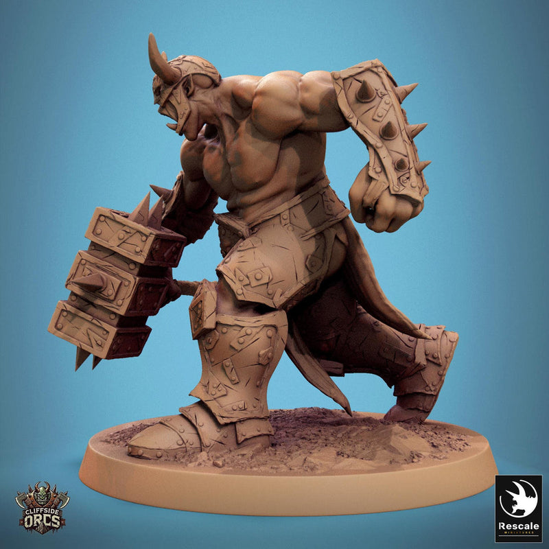 Orc Fighter Barbarian Battle Hammer, Half-Orc | Unpainted Scales: 28mm,32mm ,,54mm,75mm,100mm  Megaboss | Dungeons & Dragons 5e |Pathfinder - Only-Games