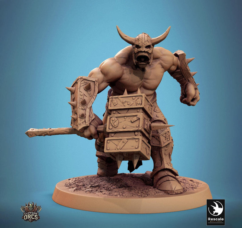 Orc Fighter Barbarian Battle Hammer, Half-Orc | Unpainted Scales: 28mm,32mm ,,54mm,75mm,100mm  Megaboss | Dungeons & Dragons 5e |Pathfinder - Only-Games