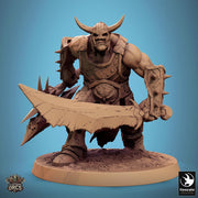 Orc Fighter Barbarian Battle Axe Sword, Half-Orc | Unpainted 28mm,32mm,54mm,75mm,100mm Scales | Megaboss | Dungeons & Dragons 5e |Pathfinder - Only-Games