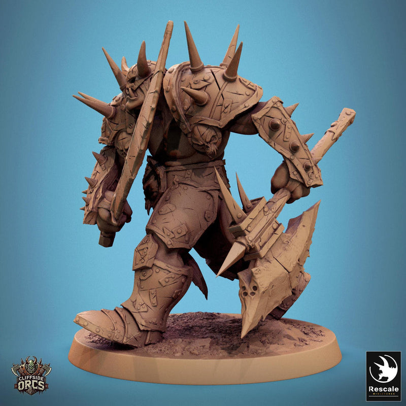 Orc Fighter Barbarian Battle Axe Sword, Half-Orc | Unpainted 28mm,32mm,54mm,75mm,100mm Scales | Megaboss | Dungeons & Dragons 5e |Pathfinder - Only-Games