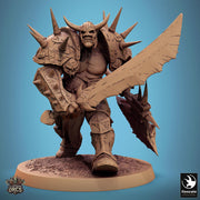 Orc Fighter Barbarian Battle Axe Sword, Half-Orc | Unpainted 28mm,32mm,54mm,75mm,100mm Scales | Megaboss | Dungeons & Dragons 5e |Pathfinder - Only-Games
