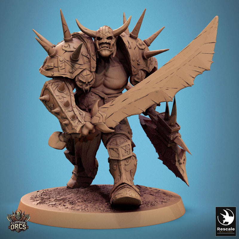 Orc Fighter Barbarian Battle Axe Sword, Half-Orc | Unpainted 28mm,32mm,54mm,75mm,100mm Scales | Megaboss | Dungeons & Dragons 5e |Pathfinder - Only-Games
