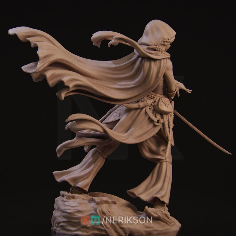 Female Human Rogue Assassin PC / NPC Unpainted Miniature | 28mm, 32mm,54mm,75mm, 100mm Scales | Dungeons and Dragons Pathfinder | NERIKSON - Only-Games