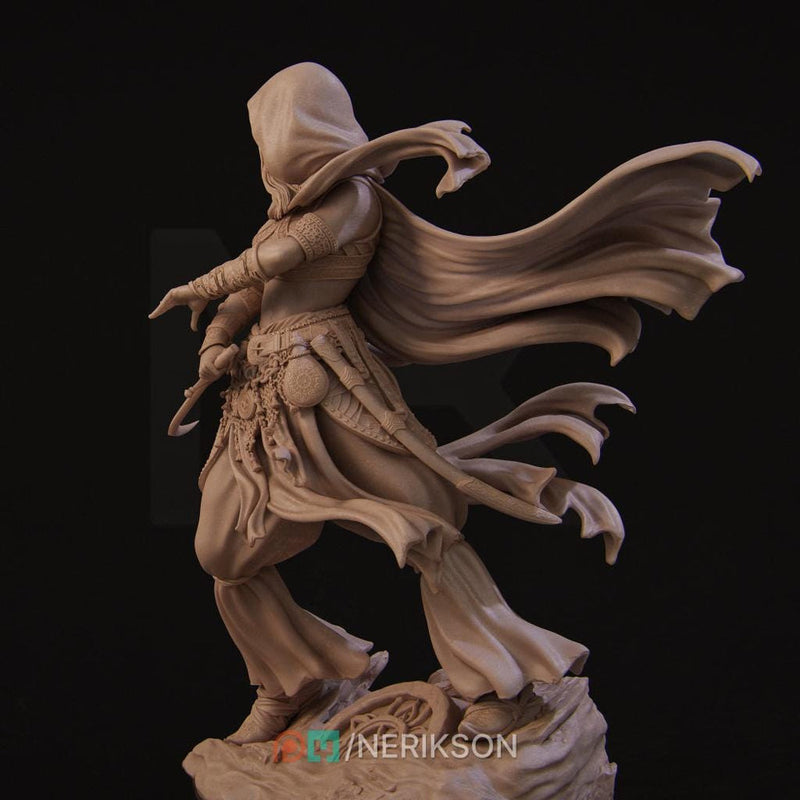 Female Human Rogue Assassin PC / NPC Unpainted Miniature | 28mm, 32mm,54mm,75mm, 100mm Scales | Dungeons and Dragons Pathfinder | NERIKSON - Only-Games