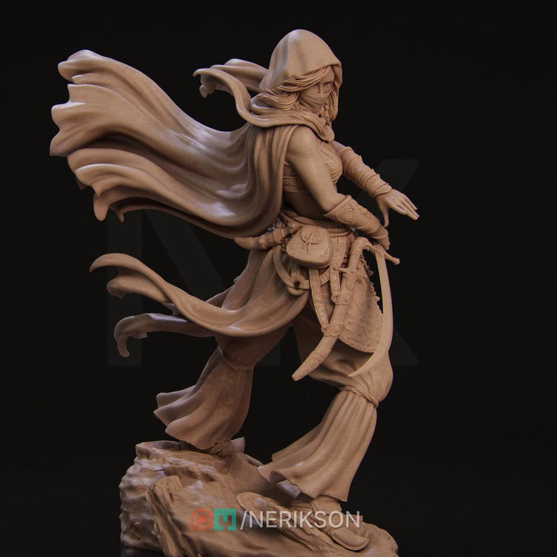 Female Human Rogue Assassin PC / NPC Unpainted Miniature | 28mm, 32mm,54mm,75mm, 100mm Scales | Dungeons and Dragons Pathfinder | NERIKSON - Only-Games