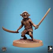 Goblin Dual Swords Fighter | D&D 5e UNPAINTED | 28mm, 32mm,54mm,75mm, 100mm scale| Pathfinder | Figure for Painting| Rescale Miniatures - Only-Games