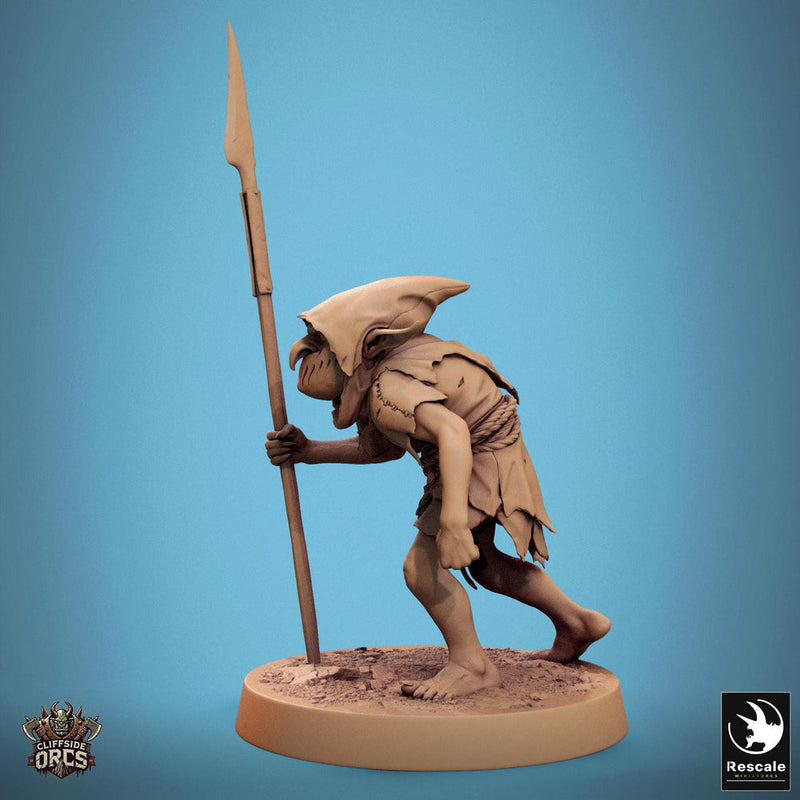 Goblin with Spear Fighter | D&D 5e UNPAINTED | 28mm, 32mm,54mm,75mm, 100mm scale| Pathfinder | Figure for Painting| Rescale Miniatures - Only-Games