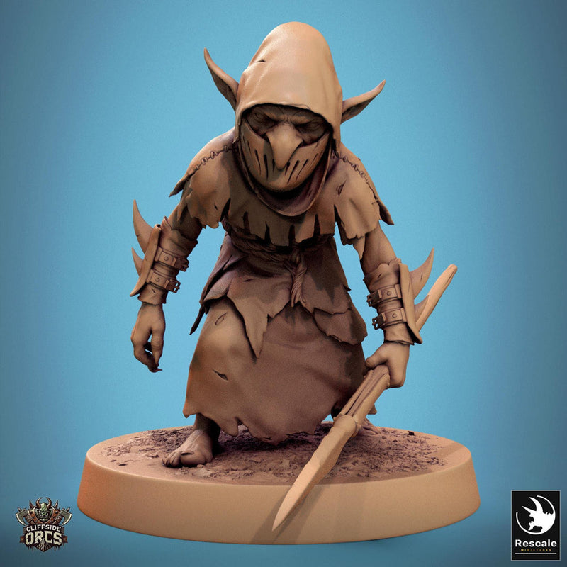 Goblin with Spear Fighter | D&D 5e UNPAINTED | 28mm, 32mm,54mm,75mm, 100mm scale| Pathfinder | Figure for Painting| Rescale Miniatures - Only-Games