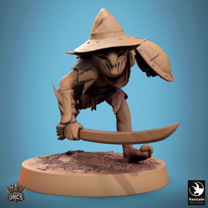 Goblin Sword and Shield Fighter | D&D 5e UNPAINTED | 28mm, 32mm,54mm,75mm, 100mm scale| Pathfinder | Figure for Painting| Rescale Miniatures - Only-Games