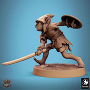 Goblin Sword and Shield Fighter | D&D 5e UNPAINTED | 28mm, 32mm,54mm,75mm, 100mm scale| Pathfinder | Figure for Painting| Rescale Miniatures - Only-Games