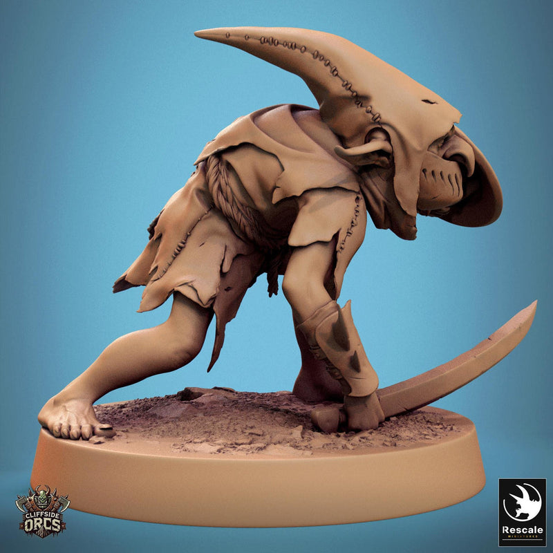 Goblin Sword and Shield Fighter | D&D 5e UNPAINTED | 28mm, 32mm,54mm,75mm, 100mm scale| Pathfinder | Figure for Painting| Rescale Miniatures - Only-Games