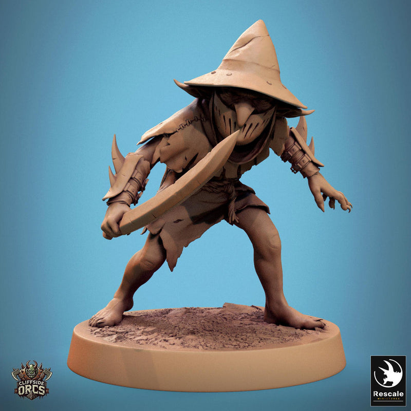 Goblin with Swords Fighter | D&D 5e UNPAINTED | 28mm, 32mm,54mm,75mm, 100mm scale| Pathfinder | Figure for Painting| Rescale Miniatures - Only-Games