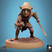 Goblin with Swords Fighter | D&D 5e UNPAINTED | 28mm, 32mm,54mm,75mm, 100mm scale| Pathfinder | Figure for Painting| Rescale Miniatures - Only-Games
