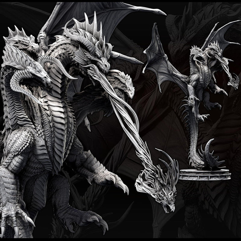 Tiamat God Dragon Queen Hovering (3 sizes) D&D Miniature | 280mm Wing Span,370mm Height | Resin Figurine |Dungeons and Dragons 5e Pathfinder - Only-Games