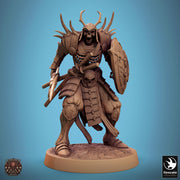 Skeleton Oriental Warrior Spear and Shield | Undead Unpainted miniature DnD | 28mm, 32mm, 54mm, 75mm,100mm | Pathfinder | Rescale Miniatures - Only-Games