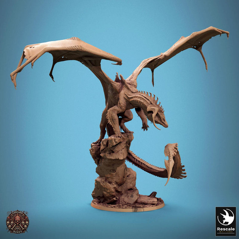 Black Dragon (4 sizes) D&D Unpainted Resin Miniature | 282mm Wing Span, 286mm Height | Great gift Dungeons and Dragons 5e Pathfinder | - Only-Games