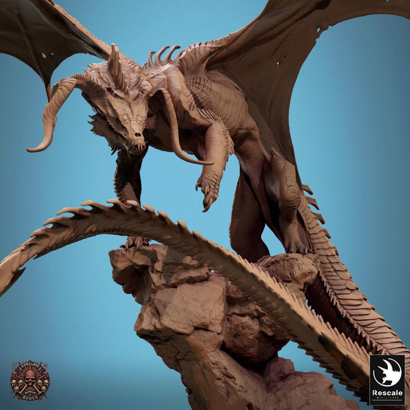 Black Dragon (4 sizes) D&D Unpainted Resin Miniature | 282mm Wing Span, 286mm Height | Great gift Dungeons and Dragons 5e Pathfinder | - Only-Games