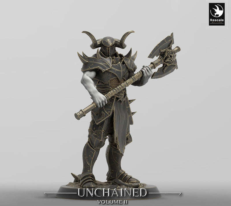 Oathbreaker Paladin, Fighter,Soldier Axe, DnD Unpainted Miniature| 28mm, 32mm,54mm,75mm,100mm Scales | Dungeons & Dragons - Only-Games