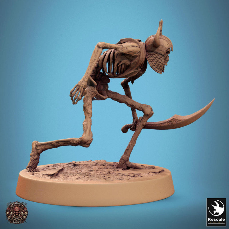 Skeleton Persian Warrior Sneaking Sword  | Undead Unpainted miniature DnD | 28mm, 32mm, 54mm, 75mm,100mm | Pathfinder | Rescale Miniatures - Only-Games