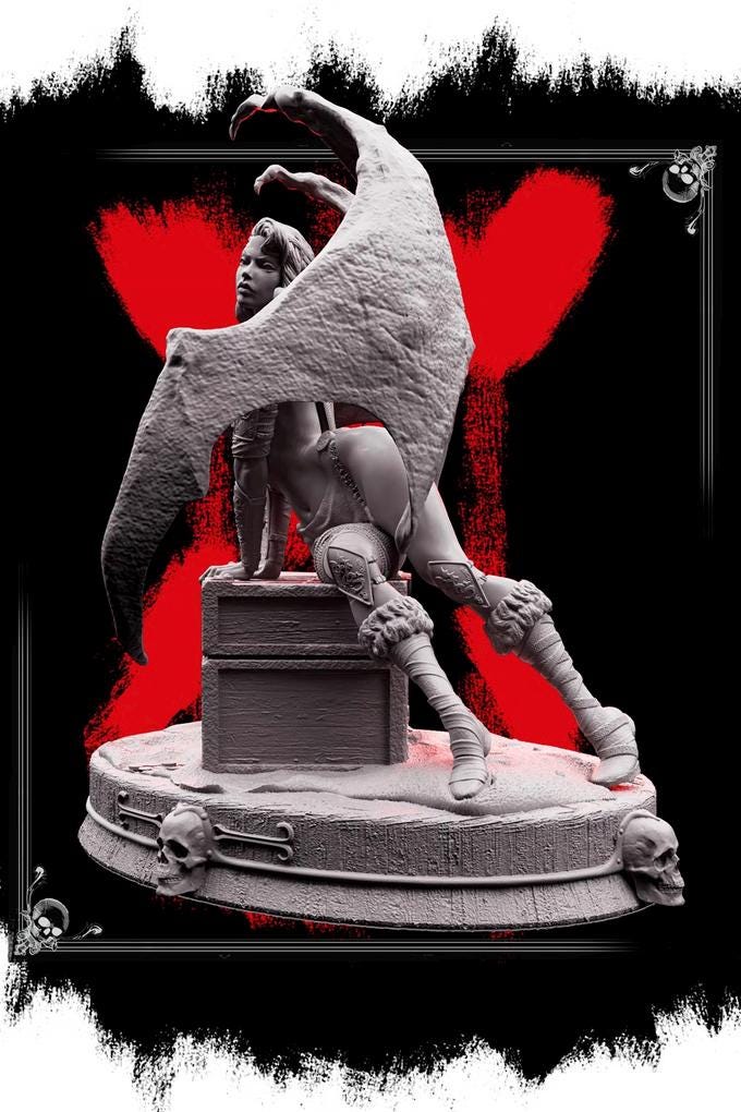 Succubus Female Demon Guarding Treasure Chest NPC also NSFW (topless) | 28mm,32mm,54mm,75mm,100mm Scales | Dungeons & Dragons 5e |Pathfinder - Only-Games