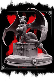 Succubus Female Demon Guarding Treasure Chest NPC also NSFW (topless) | 28mm,32mm,54mm,75mm,100mm Scales | Dungeons & Dragons 5e |Pathfinder - Only-Games
