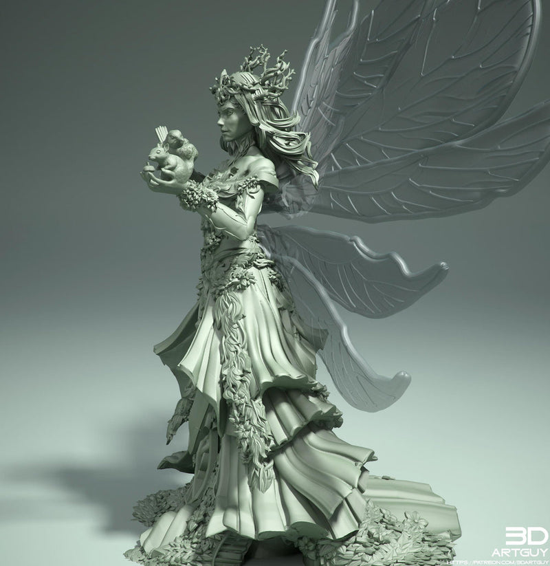 Fairy Queen, Fey Fairy Winged Female Druid PC or NPC D&D 5e | 28mm, 32mm,54mm,75mm, 100mm Scales | Dungeons and Dragons | Pathfinder | - Only-Games
