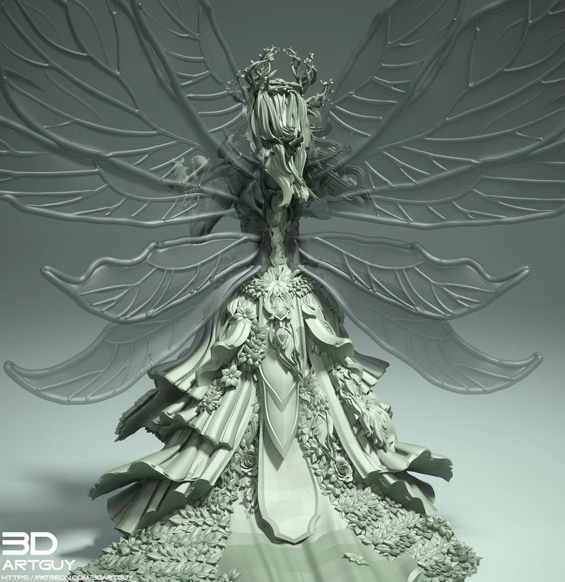 Fairy Queen, Fey Fairy Winged Female Druid PC or NPC D&D 5e | 28mm, 32mm,54mm,75mm, 100mm Scales | Dungeons and Dragons | Pathfinder | - Only-Games