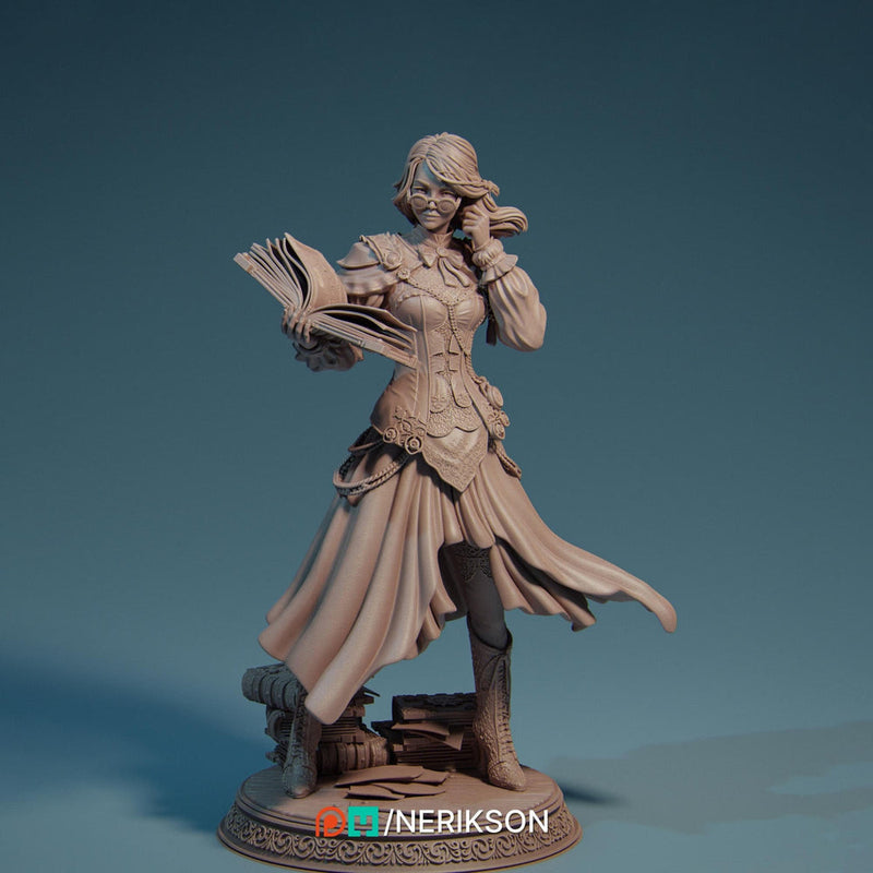 Female Wizard, Sorcerer, Librarian PC NPC | 6 Sizes /Scale Resin Miniature | Dungeons and Dragons - Only-Games