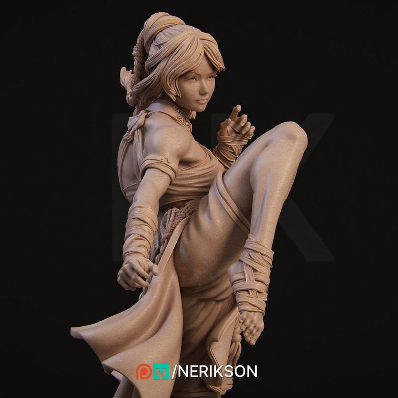 Female Human Monk PC / NPC Unpainted Miniature | 28mm, 32mm,54mm,75mm, 100mm Scales | Dungeons and Dragons Pathfinder | NERIKSON - Only-Games