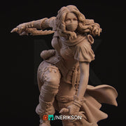 Female Human Rogue Assassin PC / NPC Unpainted Miniature | 28mm, 32mm,54mm,75mm, 100mm Scales | Dungeons and Dragons Pathfinder | NERIKSON - Only-Games