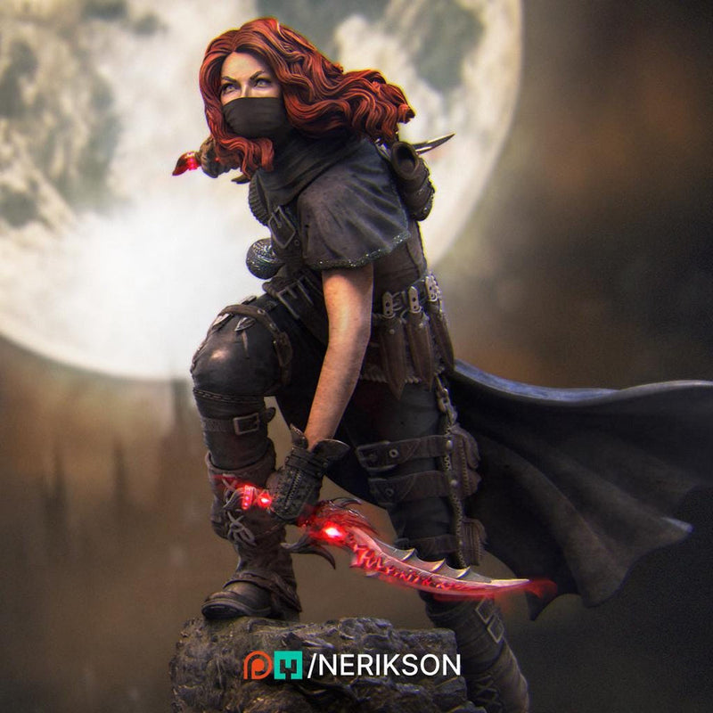 Female Human Rogue Assassin PC / NPC Unpainted Miniature | 28mm, 32mm,54mm,75mm, 100mm Scales | Dungeons and Dragons Pathfinder | NERIKSON - Only-Games