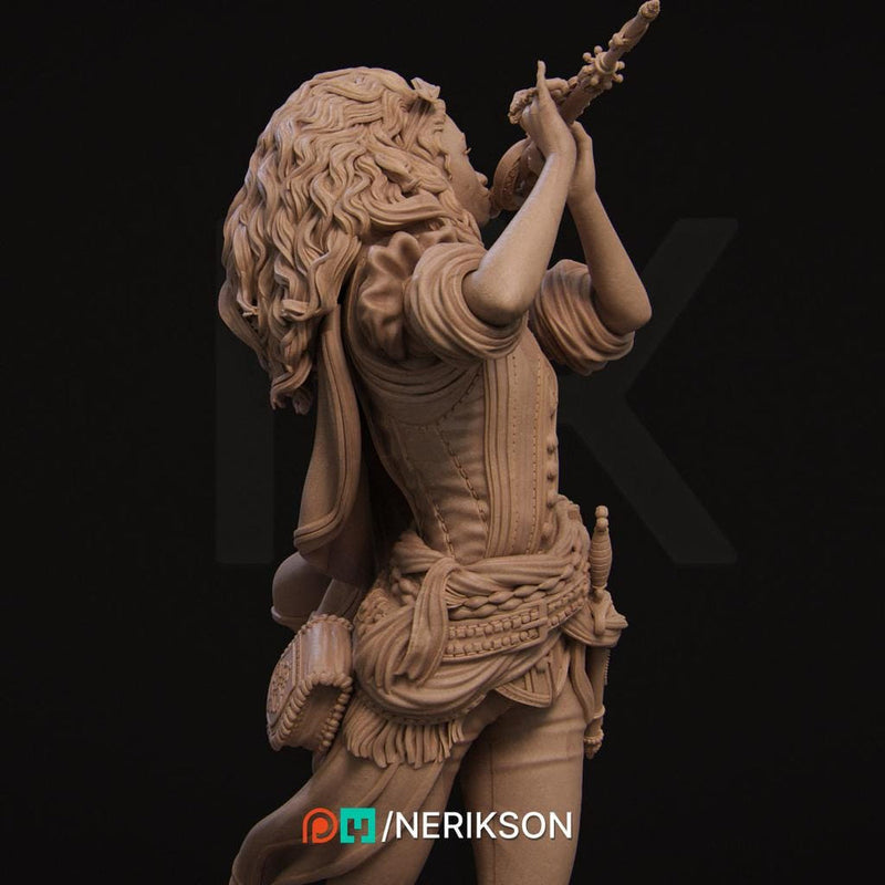Female Human Bard PC / NPC Unpainted Miniature | 28mm, 32mm,54mm,75mm, 100mm Scales | Dungeons and Dragons Pathfinder | NERIKSON - Only-Games