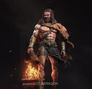 Human Barbarian, Heracles PC / NPC Unpainted Miniature | 28mm,32mm,54mm,75mm,100mm,140mm Scales | Dungeons and Dragons Pathfinder | NERIKSON - Only-Games